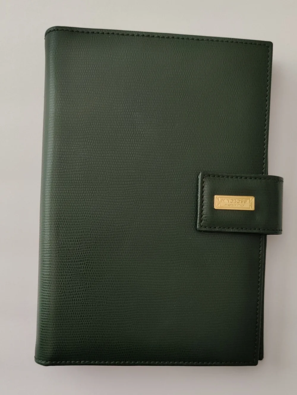 Brand New - Green Leather Folio with Snap Closure. Made In Italy